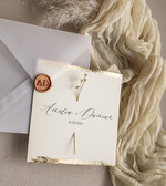 Zaproszenia ślubne Natura Zaproszenia ślubne boho z suszonymi kwiatkami, nietypowe minimalistyczne zaproszenia na ślub, rustykalne złocone zaproszenia z kalkowa kopertą, proste zaproszenia11