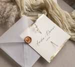 Zaproszenia ślubne Natura Zaproszenia ślubne boho z suszonymi kwiatkami, nietypowe minimalistyczne zaproszenia na ślub, rustykalne złocone zaproszenia z kalkowa kopertą, proste zaproszenia12