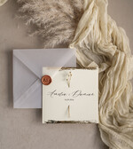 Zaproszenia ślubne Natura Zaproszenia ślubne boho z suszonymi kwiatkami, nietypowe minimalistyczne zaproszenia na ślub, rustykalne złocone zaproszenia z kalkowa kopertą, proste zaproszenia13