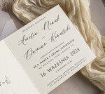 Zaproszenia ślubne Natura Zaproszenia ślubne boho z suszonymi kwiatkami, nietypowe minimalistyczne zaproszenia na ślub, rustykalne złocone zaproszenia z kalkowa kopertą, proste zaproszenia15