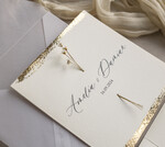 Zaproszenia ślubne Natura Zaproszenia ślubne boho z suszonymi kwiatkami, nietypowe minimalistyczne zaproszenia na ślub, rustykalne złocone zaproszenia z kalkowa kopertą, proste zaproszenia6