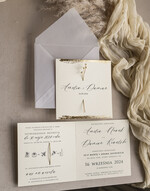 Zaproszenia ślubne Natura Zaproszenia ślubne boho z suszonymi kwiatkami, nietypowe minimalistyczne zaproszenia na ślub, rustykalne złocone zaproszenia z kalkowa kopertą, proste zaproszenia7