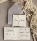 Zaproszenia ślubne Natura Zaproszenia ślubne boho z suszonymi kwiatkami, nietypowe minimalistyczne zaproszenia na ślub, rustykalne złocone zaproszenia z kalkowa kopertą, proste zaproszenia8