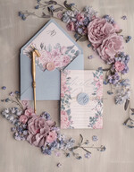 Zaproszenia ślubne Natura  zaproszenia na ślub boho kwiaty przeźroczyste zaproszenia ślubne kalka dusty blue2