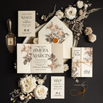 Zaproszenia ślubne Natura delikatne zaproszenia ślubne z kwiatami, vintage zaproszenia na ślub boho, zaproszenie slubne z różami 0