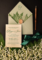 Zaproszenia ślubne Natura Drewniane Zaproszenia na 1 Komunię Świętą Rustykalne zaproszenia ślubne na ślub majowy z Konwalją - Konwaljowe zaproszenia na komunię lub ślub1