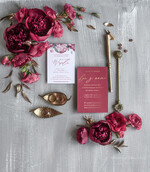 Zaproszenia ślubne Natura rustykalne zaproszenia ślubne bordowe  piwonie  zaproszenie na ślub cywilny i nie tylko4