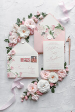 Zaproszenia ślubne Natura zaproszenia ślubne rózowe niezapominajki i hortensje boho rustykalne zaproszenie na ślub   3
