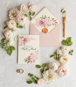 Zaproszenia ślubne Natura modne zaproszenia na ślub kwiatowe wzory w zielonych odcieniach 1