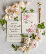 Zaproszenia ślubne Natura modne zaproszenia na ślub kwiatowe wzory w zielonych odcieniach 12