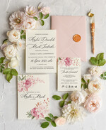 Zaproszenia ślubne Natura modne zaproszenia na ślub kwiatowe wzory w zielonych odcieniach 7