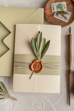 Zaproszenia ślubne Natura rustykalne zaproszenia ślubne Oliwka suszona zaproszenia na ślub z naturalną Gałązką Oliwki zielone zaproszenie na ślub Toskania2