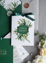 Zaproszenia ślubne Natura Złocone Eukaliptus Zaproszenia Ślubne Zieleń i Złoto  Zaproszenia na Ślub Delikatne Zaproszenie Ślubne Zielone Eukaliptus 2