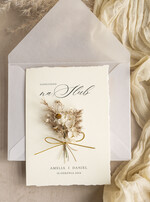 Zaproszenia ślubne Natura Zaproszenia ślubne boho z szuszonym bukiecikiem,nietypowe zaproszenia  na ślub z szuszkami i jedwabiem, rustykalne złocone zaproszenia z kalkowa kopertą14