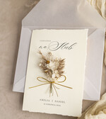 Zaproszenia ślubne Natura Zaproszenia ślubne boho z szuszonym bukiecikiem,nietypowe zaproszenia  na ślub z szuszkami i jedwabiem, rustykalne złocone zaproszenia z kalkowa kopertą15