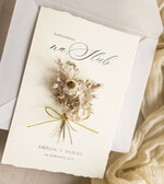 Zaproszenia ślubne Natura Zaproszenia ślubne boho z szuszonym bukiecikiem,nietypowe zaproszenia  na ślub z szuszkami i jedwabiem, rustykalne złocone zaproszenia z kalkowa kopertą16