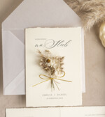 Zaproszenia ślubne Natura Zaproszenia ślubne boho z szuszonym bukiecikiem,nietypowe zaproszenia  na ślub z szuszkami i jedwabiem, rustykalne złocone zaproszenia z kalkowa kopertą20