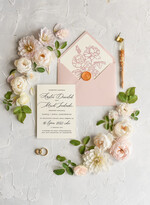 Zaproszenia ślubne Natura Proste Boho Zaproszenia Ślubne Różowe Róże  Minimalistyczne Zaproszenia na Ślub Delikatne Zaproszenie Ślubne3