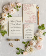 Zaproszenia ślubne Natura Proste Boho Zaproszenia Ślubne Różowe Róże  Minimalistyczne Zaproszenia na Ślub Delikatne Zaproszenie Ślubne8