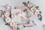 Zaproszenia ślubne Natura eleganckie zaproszenia ślubne romantyczne róże piękna kokarda 3