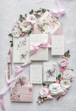 Zaproszenia ślubne Natura eleganckie zaproszenia ślubne romantyczne róże piękna kokarda 4