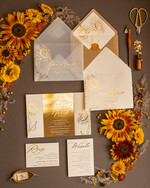 Zaproszenia ślubne Złote Glamour Złote  Minimalistyczne zaproszenia ślubne, złocone Słoneczniki zaproszenie ślubne Nowoczesne zaproszenie na ślub1