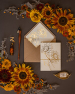 Zaproszenia ślubne Złote Glamour Złote  Minimalistyczne zaproszenia ślubne, złocone Słoneczniki zaproszenie ślubne Nowoczesne zaproszenie na ślub2