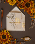 Zaproszenia ślubne Złote Glamour Złote  Minimalistyczne zaproszenia ślubne, złocone Słoneczniki zaproszenie ślubne Nowoczesne zaproszenie na ślub3