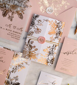 Zaproszenia ślubne Złote Glamour złote zaproszenia ślubne wykonywane ręcznie styl glamour w kolorystyce pudrowego różu i złota2