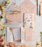 Zaproszenia ślubne Złote Glamour złote zaproszenia ślubne wykonywane ręcznie styl glamour w kolorystyce pudrowego różu i złota17