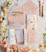 Zaproszenia ślubne Złote Glamour złote zaproszenia ślubne wykonywane ręcznie styl glamour w kolorystyce pudrowego różu i złota19