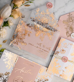 Zaproszenia ślubne Złote Glamour złote zaproszenia ślubne wykonywane ręcznie styl glamour w kolorystyce pudrowego różu i złota4