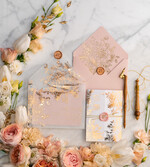 Zaproszenia ślubne Złote Glamour złote zaproszenia ślubne wykonywane ręcznie styl glamour w kolorystyce pudrowego różu i złota31