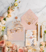 Zaproszenia ślubne Złote Glamour złote zaproszenia ślubne wykonywane ręcznie styl glamour w kolorystyce pudrowego różu i złota33