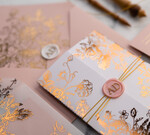 Zaproszenia ślubne Złote Glamour złote zaproszenia ślubne wykonywane ręcznie styl glamour w kolorystyce pudrowego różu i złota7