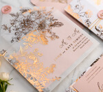 Zaproszenia ślubne Złote Glamour złote zaproszenia ślubne wykonywane ręcznie styl glamour w kolorystyce pudrowego różu i złota9