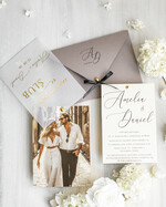 Zaproszenia ślubne Złote Glamour modne zaproszenia na ślub ze zdjęciem dla gości na pamiątkę, zaproszenia ślubne ze zdjęciem, ślubne zaproszenia z ozdobnym okrągłym nitem4