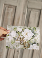 Zaproszenia ślubne Złote Glamour Poziome złote zaproszenia ślubne z lustrzanym monogramem, Kopertowe biało zielone zaproszenie na ślub złocone, zaproszenia na slub cywilny peonie 4