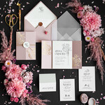 Zaproszenia ślubne Złote Glamour nietypowe zaproszenia na ślub, nowoczesny styl glamour, delikatne złote zaproszenia ślubne z piwonią  0