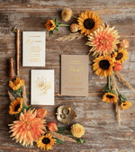 Zaproszenia ślubne Złote Glamour złote rustykalne zaproszenia ślubne słoneczniki ekologiczny papier złocone zaproszenie na ślub ze słonecznikami4