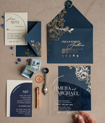 Zaproszenia ślubne Złote Glamour Eleganckie Welurowe Zaproszenia Na Ślub, Zaproszenia Na Slub W Kieszonce, Zaproszenia Z Pleksy W Kieszonce Z Weluru, Granatowe Zaproszenia Na Ślub8