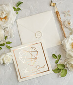 Zaproszenia ślubne Złote Glamour Proste  Złote Zaproszenia Ślubne Glamour Geometryczne Serce Złocone Zaproszenia na Ślub Minimalistyczne Zaproszenie  5