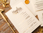 Zaproszenia ślubne Złote Glamour Proste  Złocone Zaproszenia Ślubne Minimalistyczne Zaproszenia na Ślub Twoje Miejsce szkicowane Zaproszenie Ślubne Kremowe14