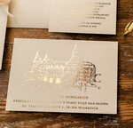 Zaproszenia ślubne Złote Glamour Proste  Złocone Zaproszenia Ślubne Minimalistyczne Zaproszenia na Ślub Twoje Miejsce szkicowane Zaproszenie Ślubne Kremowe3