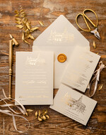 Zaproszenia ślubne Złote Glamour Proste  Złocone Zaproszenia Ślubne Minimalistyczne Zaproszenia na Ślub Twoje Miejsce szkicowane Zaproszenie Ślubne Kremowe9