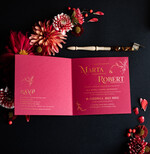 Zaproszenia ślubne Złote Glamour Ekskluzywne  Minimalistyczne zaproszenia ślubne, Welurowe zaproszenie ślubne Bordowe zaproszenie na ślub Welur3