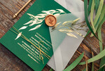 Zaproszenia ślubne Złote Glamour zoelono złote  zaproszenia ślubne eukaliptus listki  zaproszenia na ślub złocone w butelkowej zieleni9