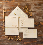 Zaproszenia ślubne Złote Glamour  złote błyszczące zaproszenia ślubne z motywen delikatnej galązki w eleganckim stylu glamour  11