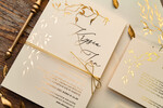 Zaproszenia ślubne Złote Glamour  złote błyszczące zaproszenia ślubne z motywen delikatnej galązki w eleganckim stylu glamour  12