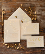 Zaproszenia ślubne Złote Glamour  złote błyszczące zaproszenia ślubne z motywen delikatnej galązki w eleganckim stylu glamour  2